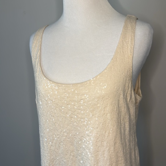 Talbots Sequined Tank Top Ivory Medium - Picture 3 of 6